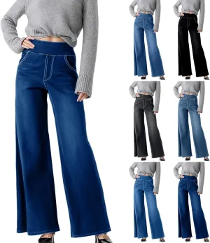 Women High Waisted Wide Leg Jeans Stylish Denim Pant for Party Wear Street Style Office Relax Fit Palazzo Casual Jean