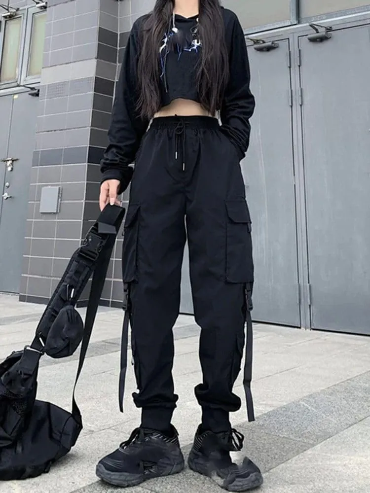 Women Hip Hop Joggers Cargo Harem Multi-Pocket Sweatpants Casual Pants