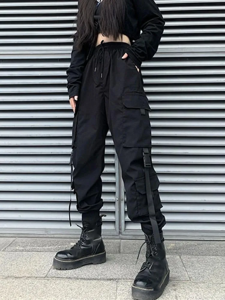 Women Hip Hop Joggers Cargo Harem Multi-Pocket Sweatpants Casual Pants