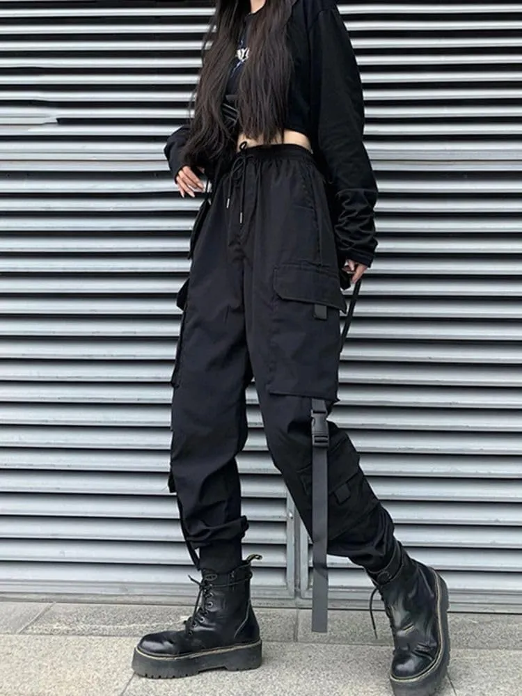 Women Hip Hop Joggers Cargo Harem Multi-Pocket Sweatpants Casual Pants