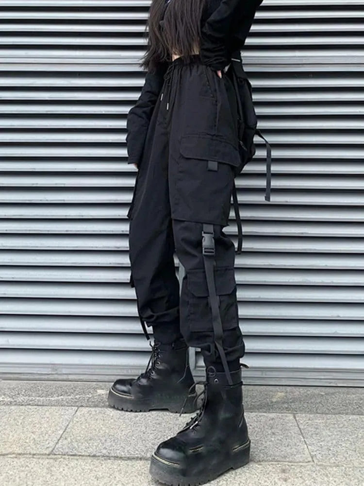 Women Hip Hop Joggers Cargo Harem Multi-Pocket Sweatpants Casual Pants