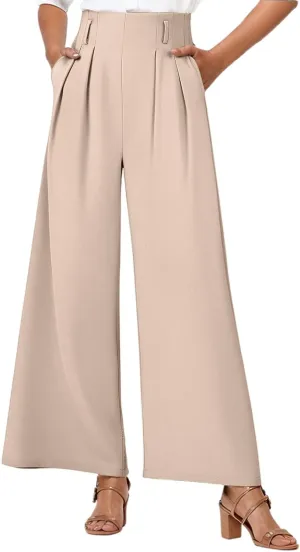 Women Linen Pants Linen Pants Women Loose High Waist Boho Wide Leg Cropped Palazzo Beach Summer Outfits Trendy