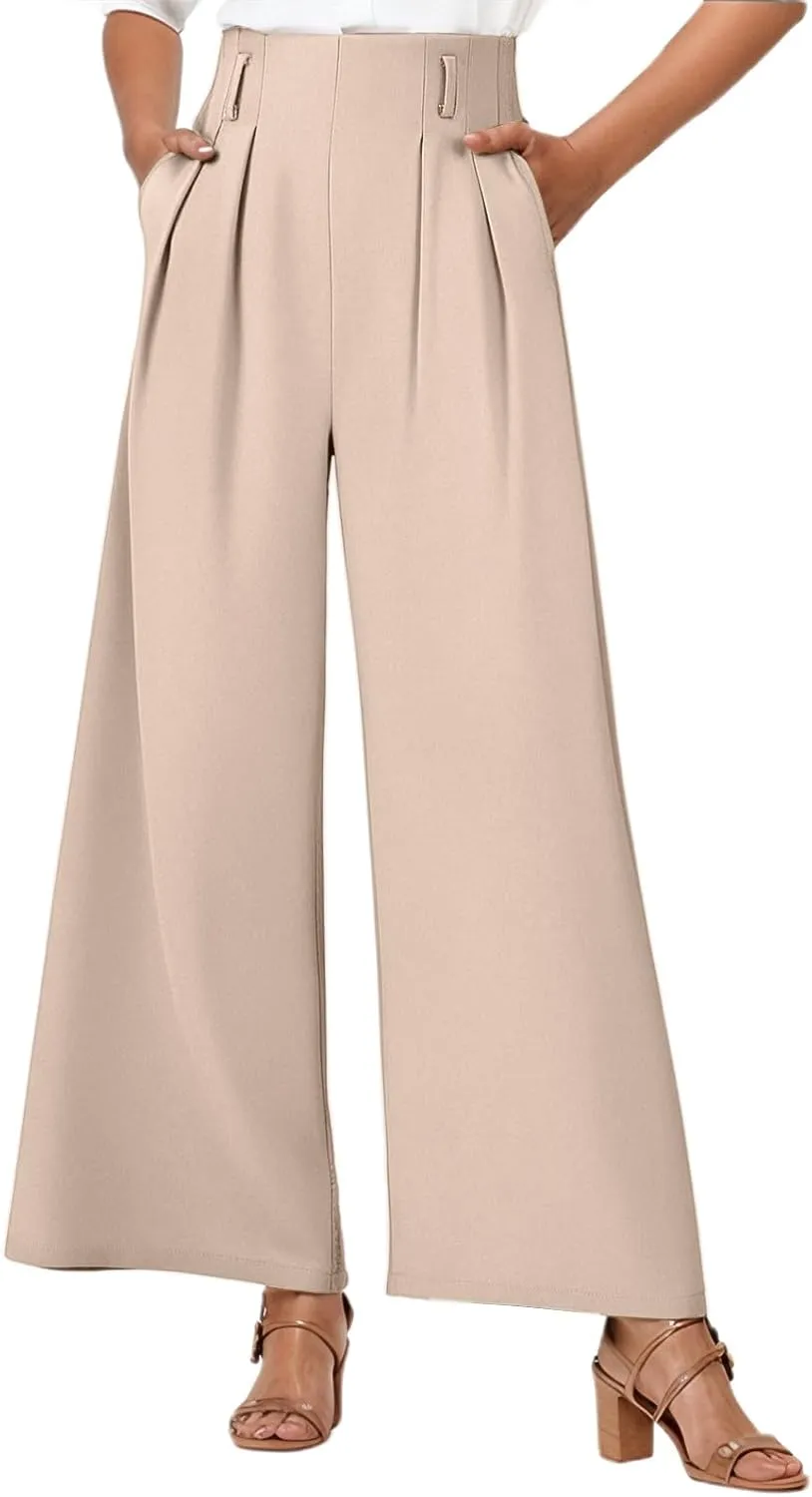 Women Linen Pants Linen Pants Women Loose High Waist Boho Wide Leg Cropped Palazzo Beach Summer Outfits Trendy