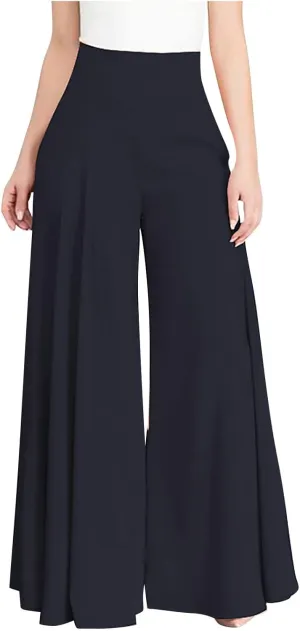 Women Wide Leg Long Pants Loose Sweatpants Elastic High Waist Trousers Casual Flowy Pants Casual Palazzo Trouser Pants