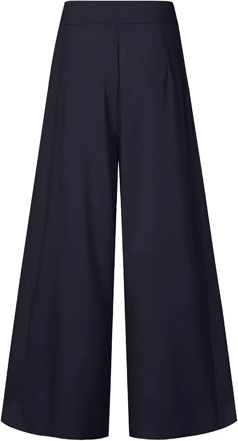 Women Wide Leg Long Pants Loose Sweatpants Elastic High Waist Trousers Casual Flowy Pants Casual Palazzo Trouser Pants