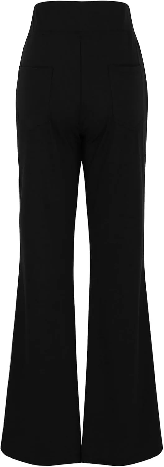 Womens Bootcut Dressy Pants Business Casual Work Pants with Pockets High Waist Stretchy Trousers Pull On Office