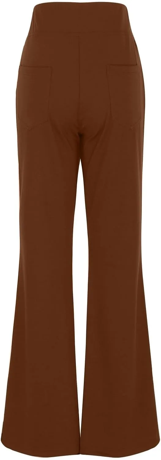 Womens Bootcut Dressy Pants Business Casual Work Pants with Pockets High Waist Stretchy Trousers Pull On Office
