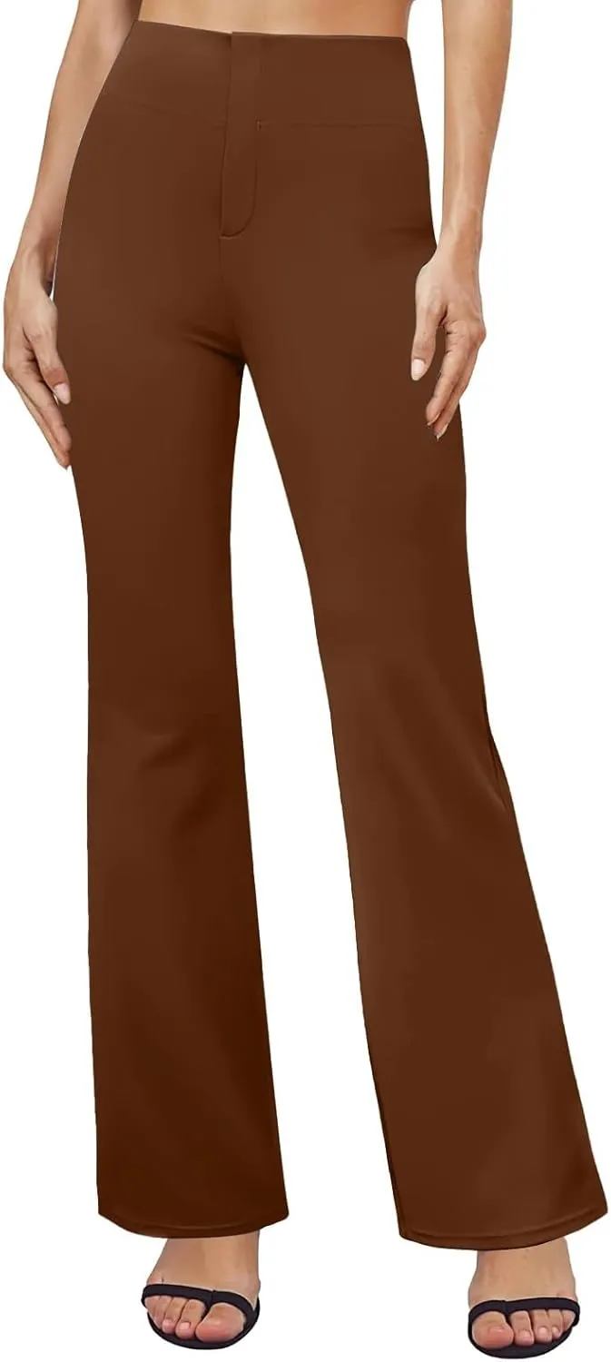 Womens Bootcut Dressy Pants Business Casual Work Pants with Pockets High Waist Stretchy Trousers Pull On Office