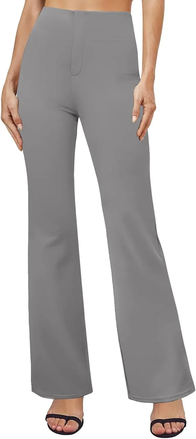 Womens Bootcut Dressy Pants Business Casual Work Pants with Pockets High Waist Stretchy Trousers Pull On Office