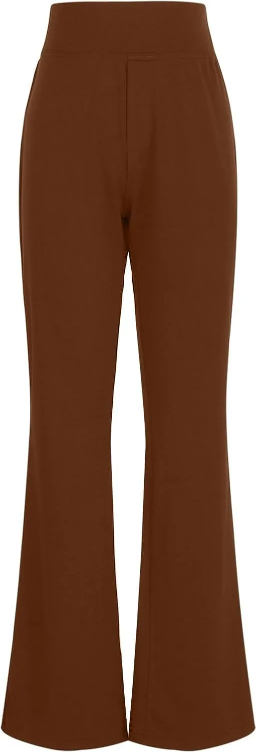 Womens Bootcut Dressy Pants Business Casual Work Pants with Pockets High Waist Stretchy Trousers Pull On Office