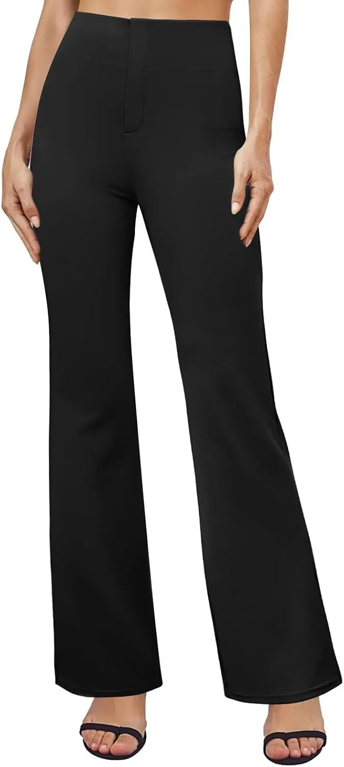 Womens Bootcut Dressy Pants Business Casual Work Pants with Pockets High Waist Stretchy Trousers Pull On Office
