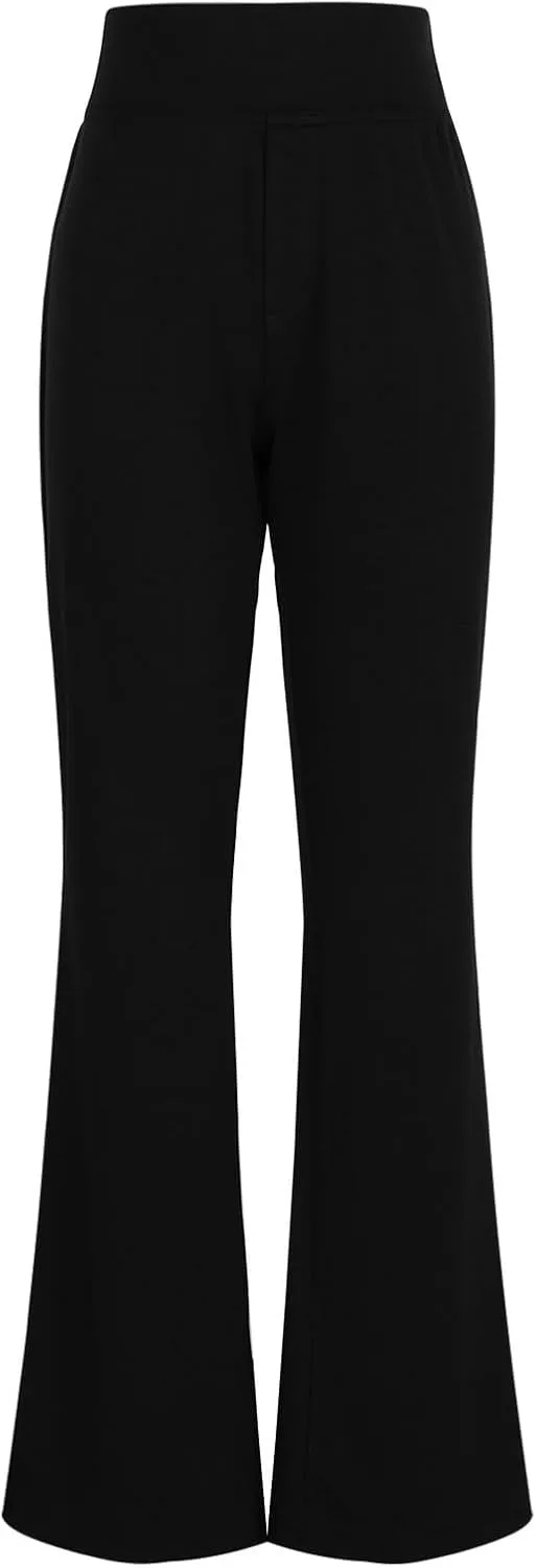 Womens Bootcut Dressy Pants Business Casual Work Pants with Pockets High Waist Stretchy Trousers Pull On Office