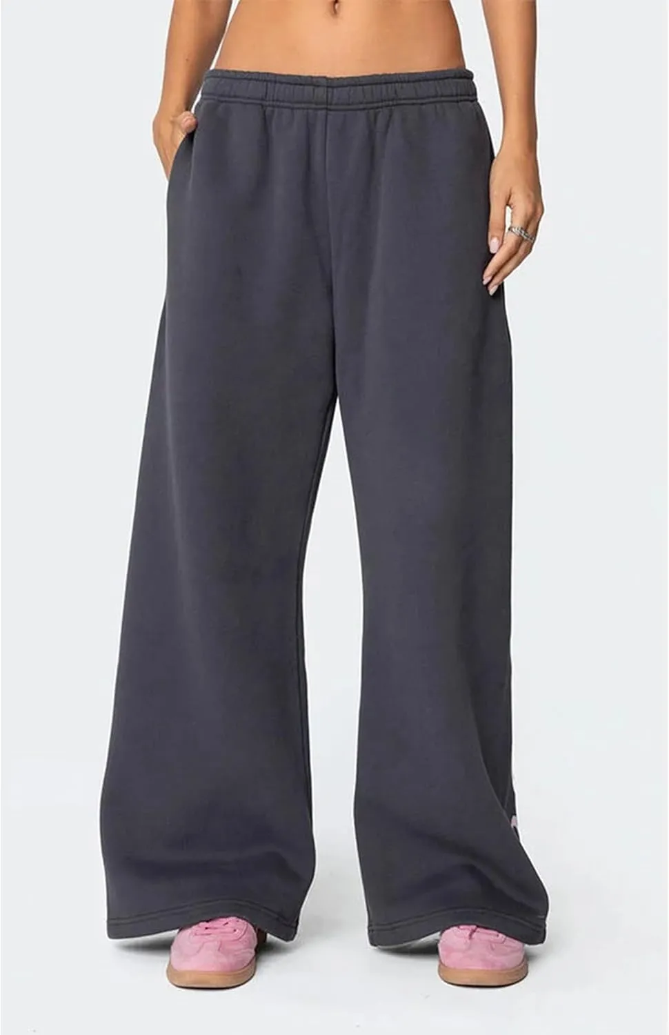 Womens Bow Sweatpants Elastic High Waist Wide Leg Bow Pants Baggy Straight Leg Graphic Lounge Pants with Pockets