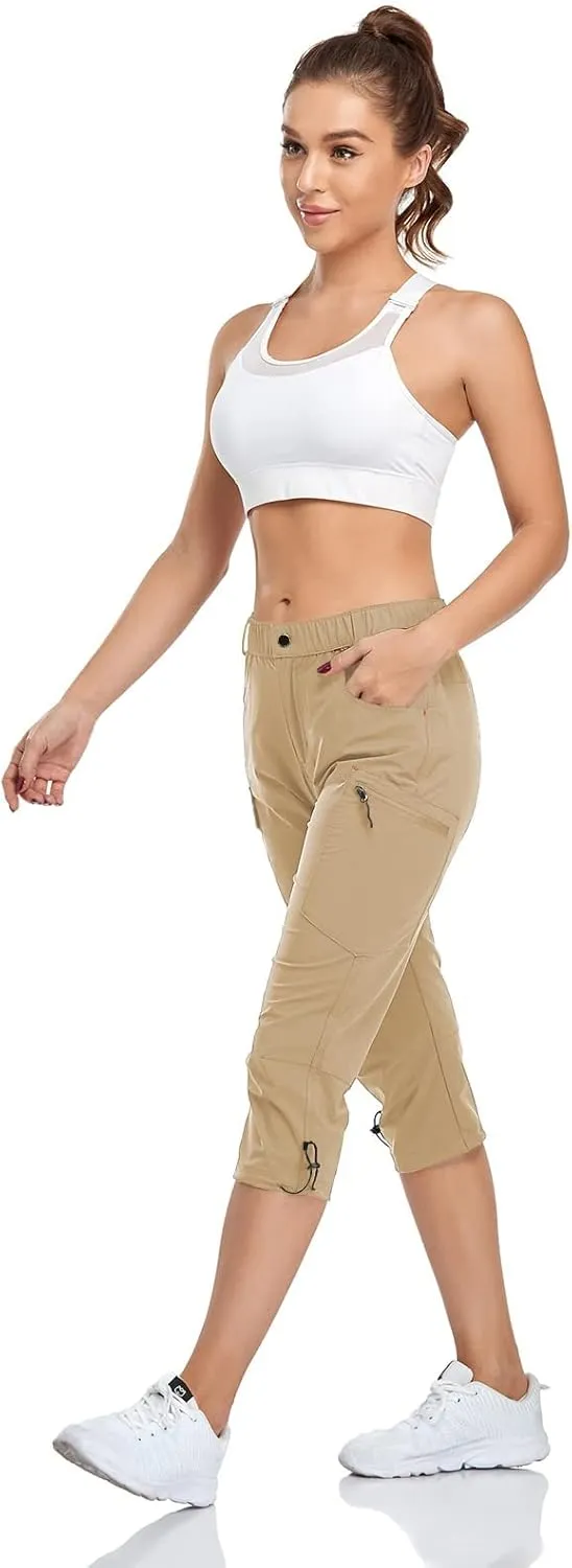 Women's Capri Pants Lightweight Outdoor Cargo Hiking Capris Quick Dry UPF 50 with Zipper Pockets