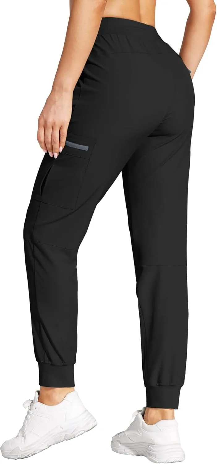 Womens Cargo Joggers Hiking Pants Lightweight Quick Dry Water Resistant Travel Casual Womens Pants with Zipper Pockets