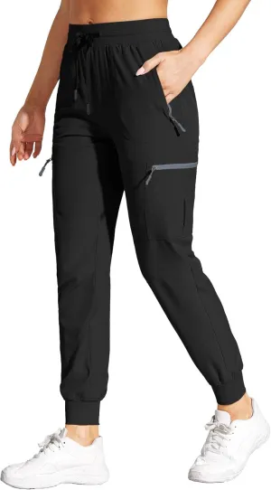 Womens Cargo Joggers Hiking Pants Lightweight Quick Dry Water Resistant Travel Casual Womens Pants with Zipper Pockets