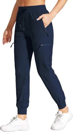 Womens Cargo Joggers Hiking Pants Lightweight Quick Dry Water Resistant Travel Casual Womens Pants with Zipper Pockets