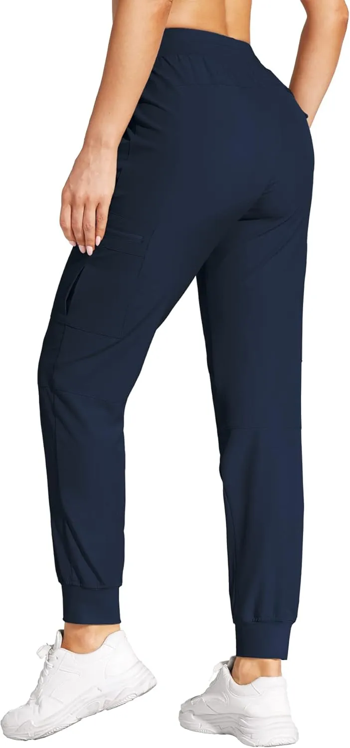 Womens Cargo Joggers Hiking Pants Lightweight Quick Dry Water Resistant Travel Casual Womens Pants with Zipper Pockets
