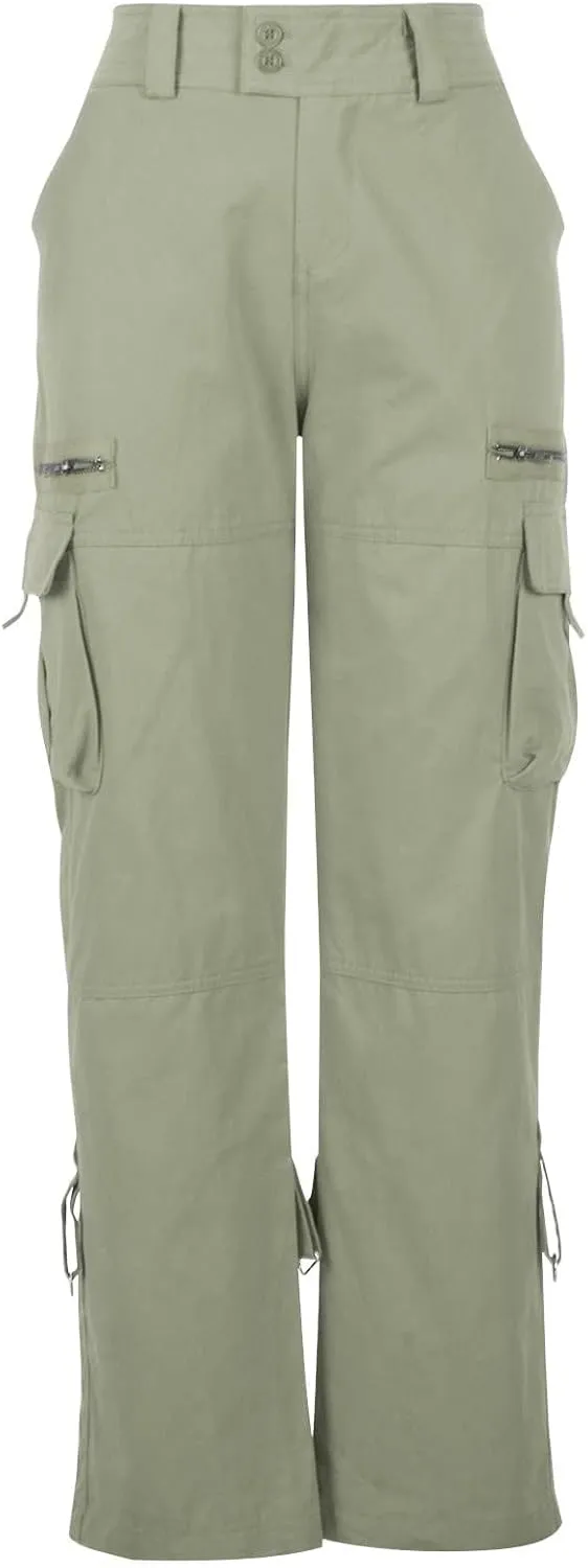 Women's Cargo Pants High Waisted Casual Wide Leg Pants Baggy Stretch Military Tactical Pants with Pockets