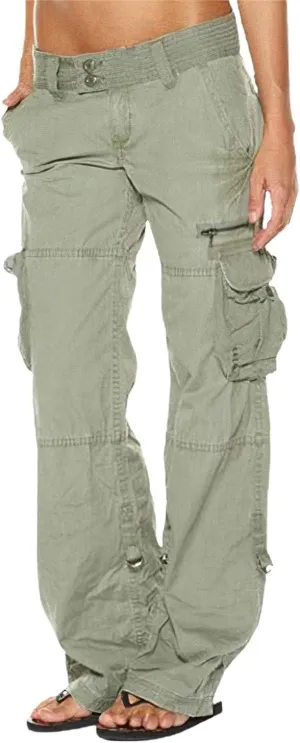 Women's Cargo Pants High Waisted Casual Wide Leg Pants Baggy Stretch Military Tactical Pants with Pockets