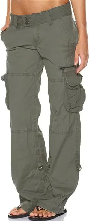 Women's Cargo Pants High Waisted Casual Wide Leg Pants Baggy Stretch Military Tactical Pants with Pockets