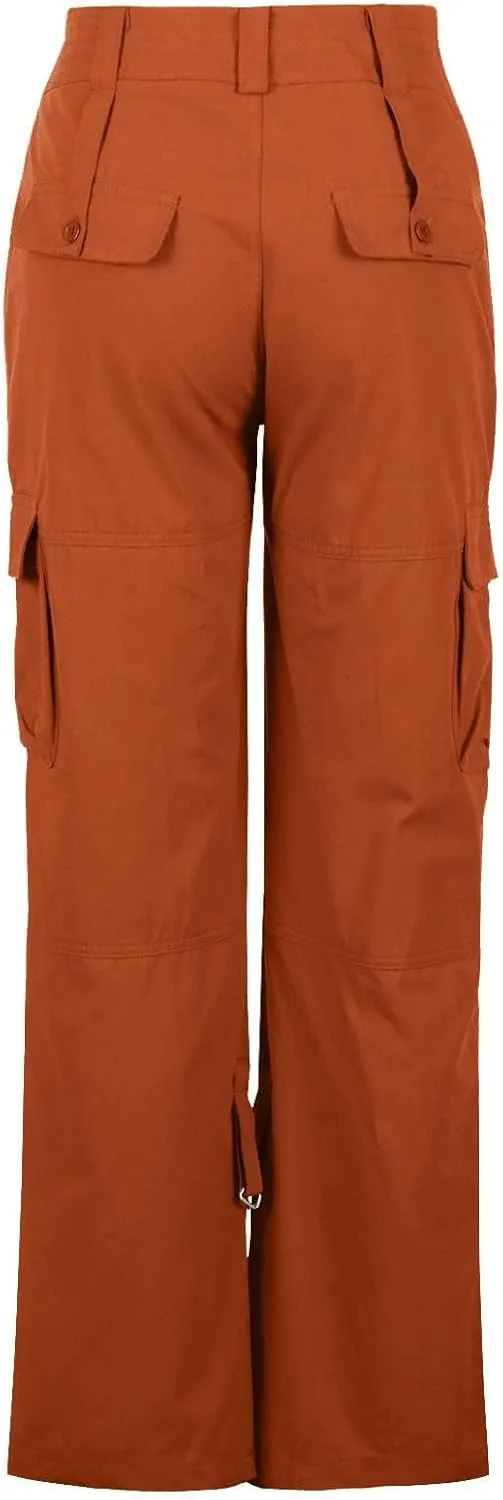 Women's Cargo Pants High Waisted Casual Wide Leg Pants Baggy Stretch Military Tactical Pants with Pockets
