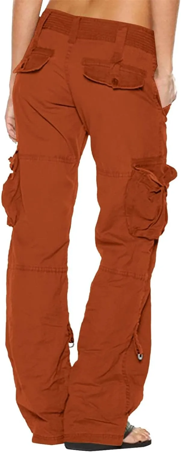 Women's Cargo Pants High Waisted Casual Wide Leg Pants Baggy Stretch Military Tactical Pants with Pockets