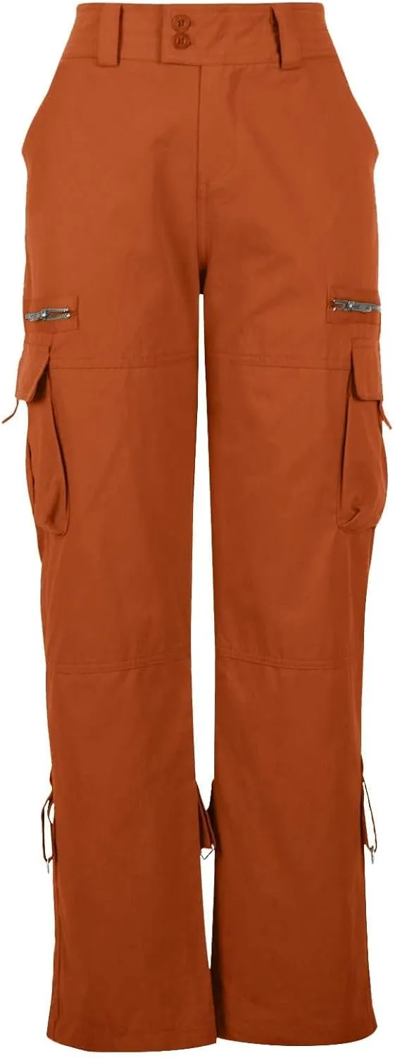 Women's Cargo Pants High Waisted Casual Wide Leg Pants Baggy Stretch Military Tactical Pants with Pockets