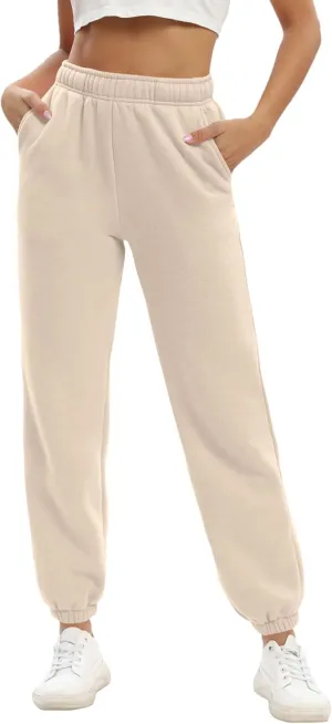 Women's Casual Fleece Sweatpants High Waisted Cinch Bottom Lounge Baggy Joggers Pants