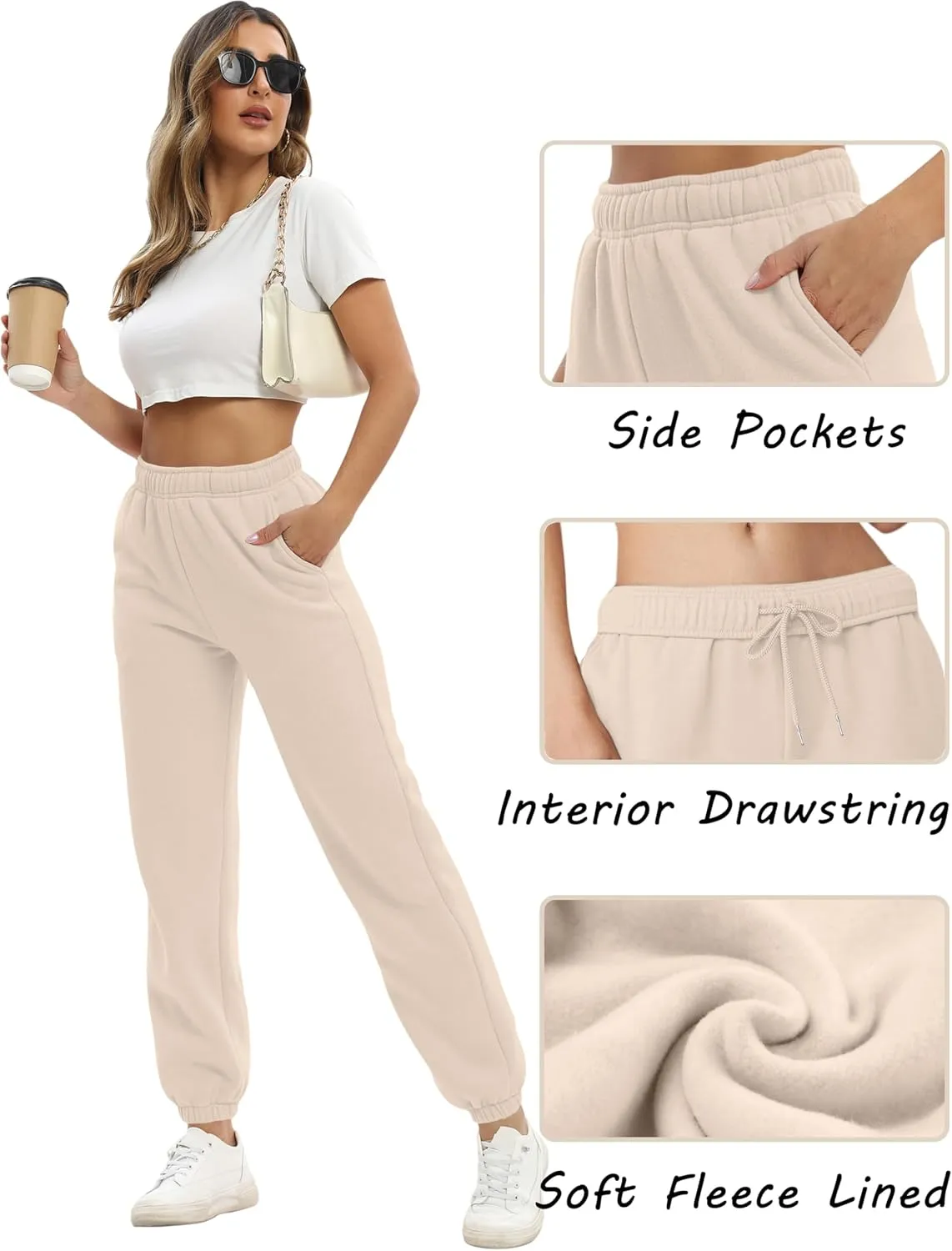 Women's Casual Fleece Sweatpants High Waisted Cinch Bottom Lounge Baggy Joggers Pants