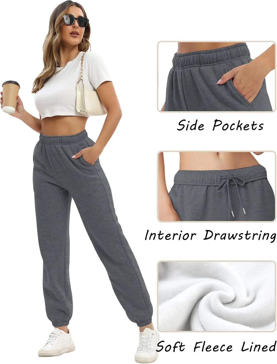 Women's Casual Fleece Sweatpants High Waisted Cinch Bottom Lounge Baggy Joggers Pants