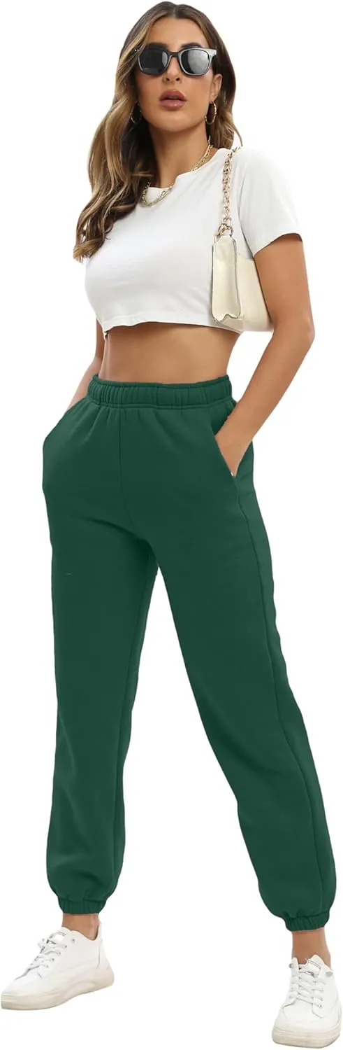 Women's Casual Fleece Sweatpants High Waisted Cinch Bottom Lounge Baggy Joggers Pants