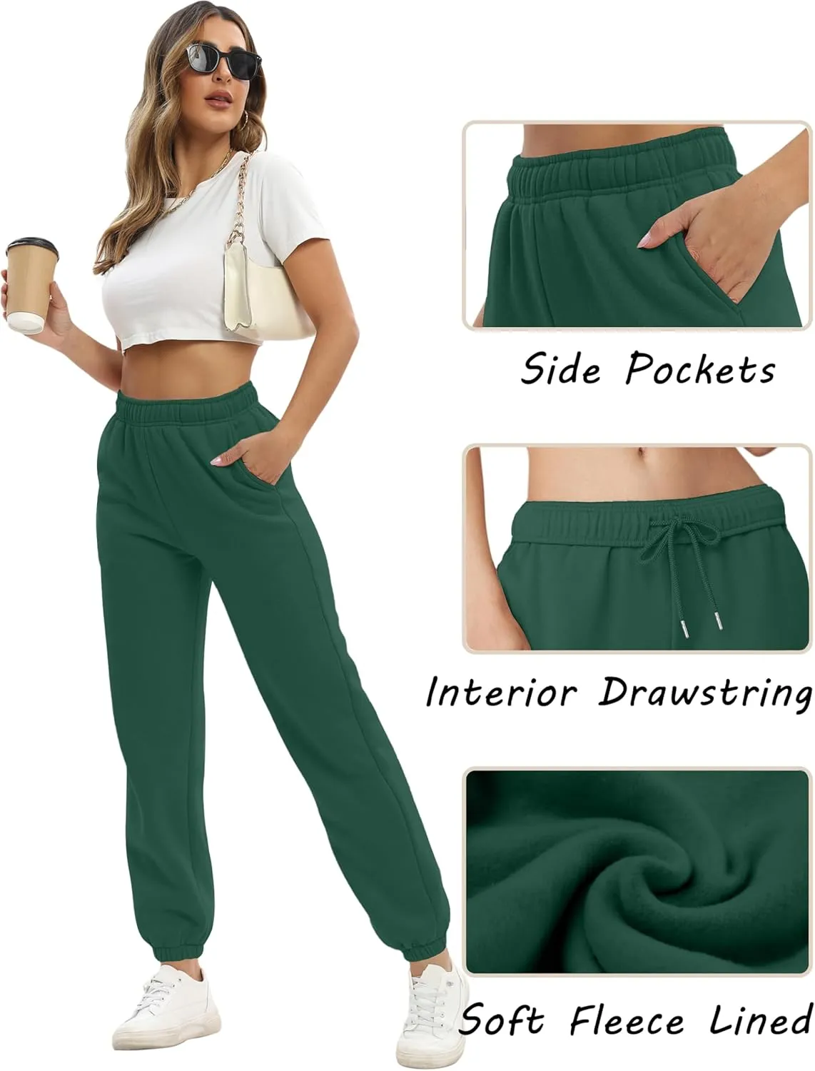 Women's Casual Fleece Sweatpants High Waisted Cinch Bottom Lounge Baggy Joggers Pants