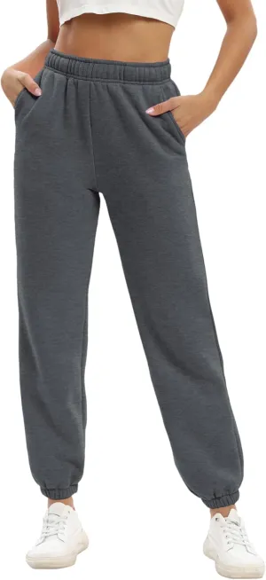 Women's Casual Fleece Sweatpants High Waisted Cinch Bottom Lounge Baggy Joggers Pants