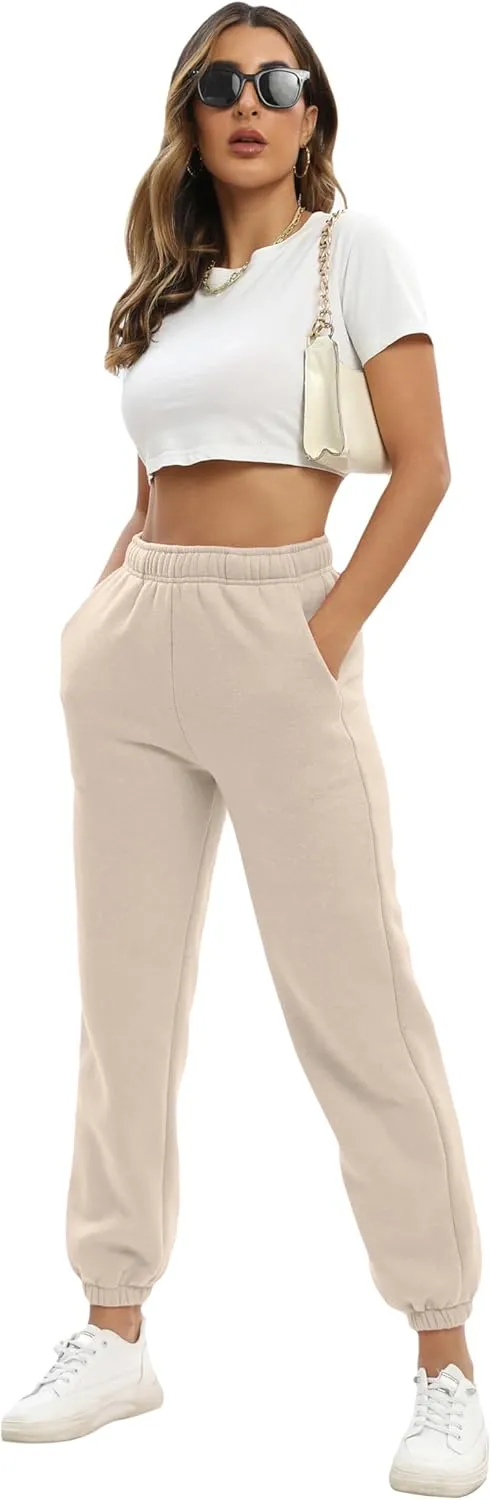 Women's Casual Fleece Sweatpants High Waisted Cinch Bottom Lounge Baggy Joggers Pants