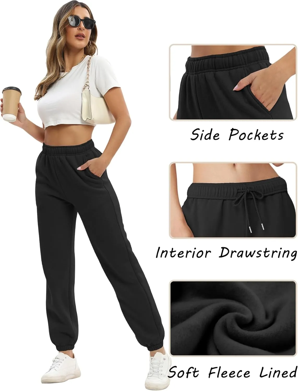 Women's Casual Fleece Sweatpants High Waisted Cinch Bottom Lounge Baggy Joggers Pants