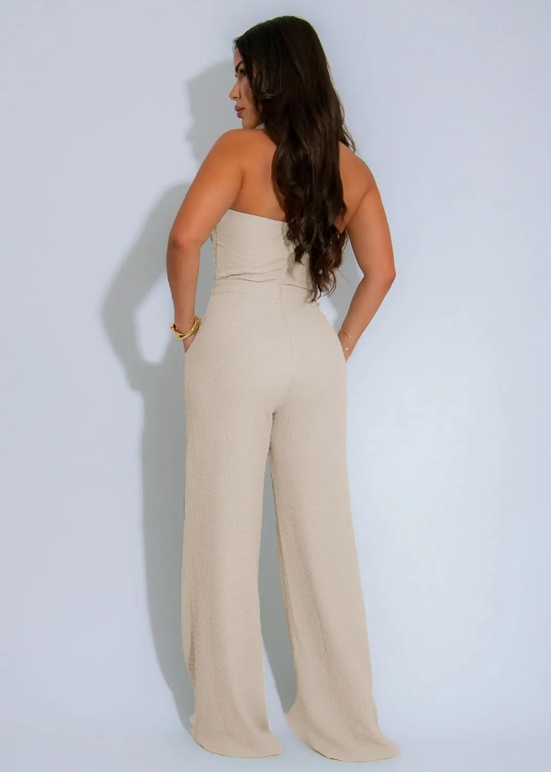 Women's Casual Loose Jumpsuits One Piece Outfit Sleeveless Wide Leg Long Pant Rompers