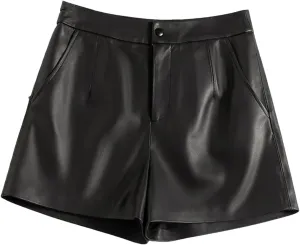 Womens Double-Layer Faux Leather Hot Pants Edgy Overlap Panels for Bold Nightclub Statement Looks
