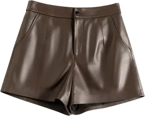 Womens Double-Layer Faux Leather Hot Pants Edgy Overlap Panels for Bold Nightclub Statement Looks