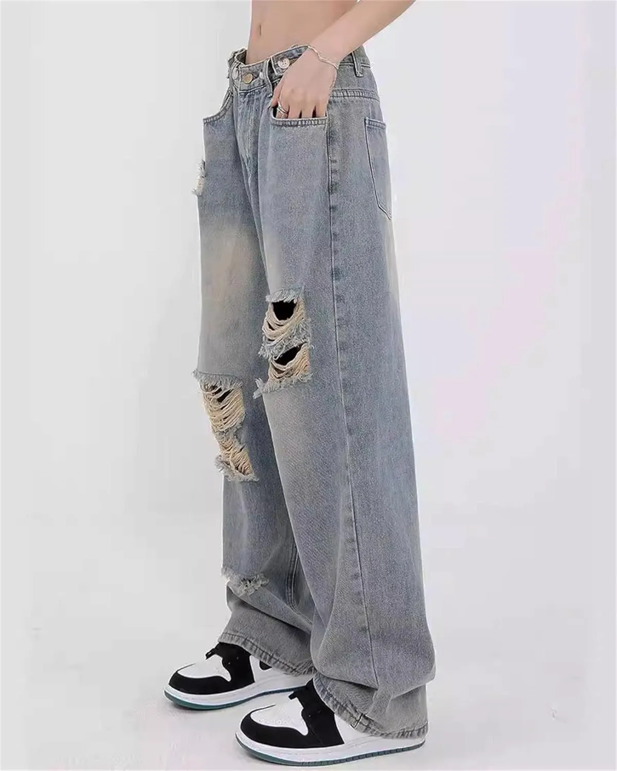 Women's High Waist Straight Leg Jeans Baggy Denim Pants Y2K Streetwear Fashion Loose Casual Trousers