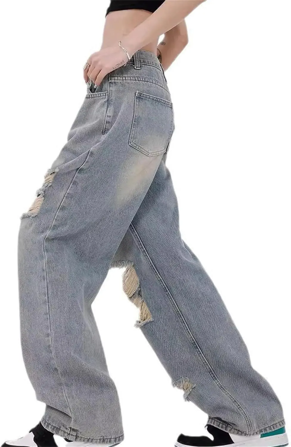 Women's High Waist Straight Leg Jeans Baggy Denim Pants Y2K Streetwear Fashion Loose Casual Trousers