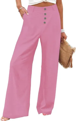 Womens High Waisted Wide Leg Palazzo Pants Casual Lounge Boho Flowy Pants with Pockets