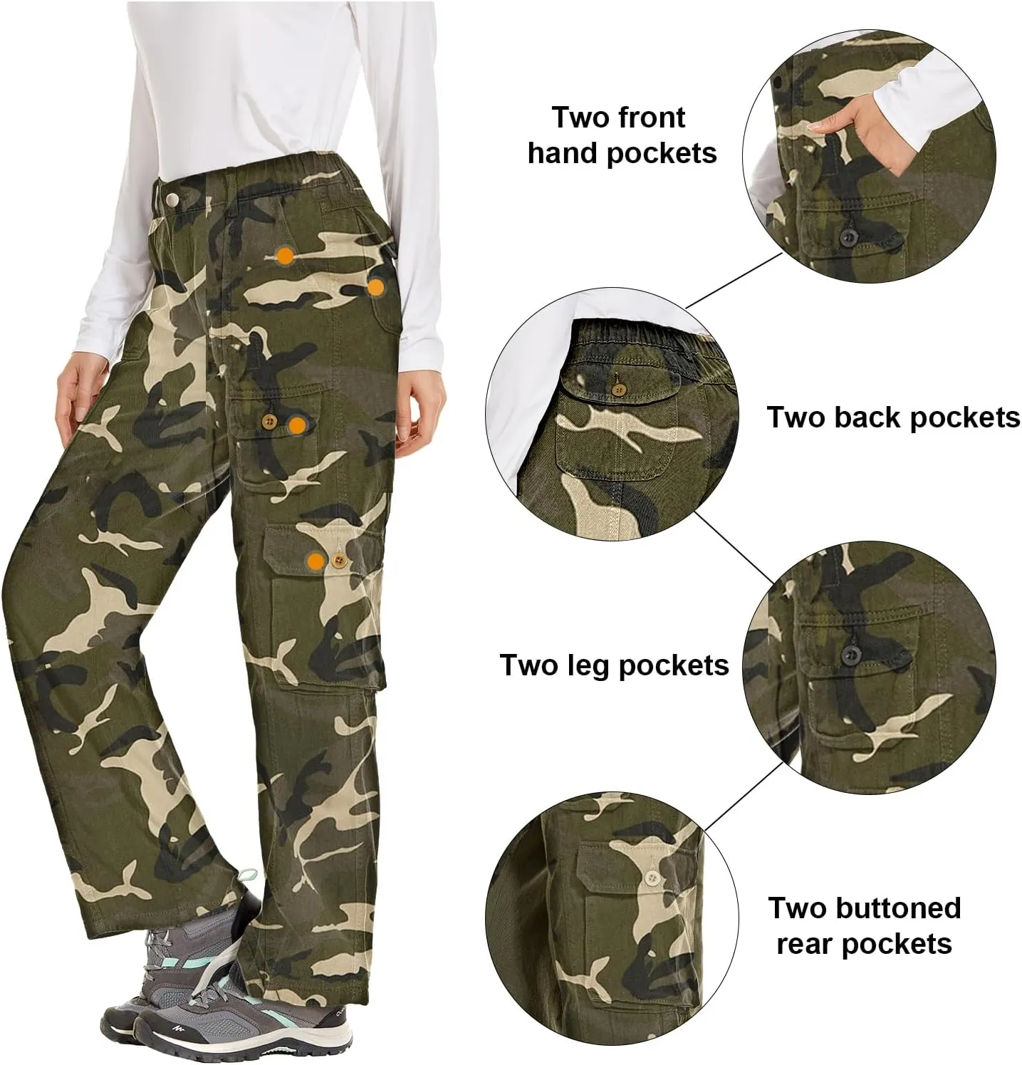 Women's Hiking Cargo Pants Joggers Cotton Casual Military Army Combat Work Pants with 7 Pocket