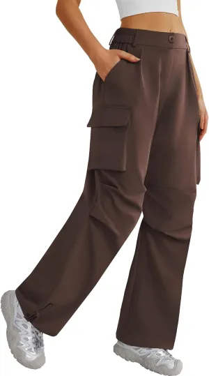 Womens Hiking Pants Wide Leg Cargo Pants Quick Dry Lightweight Water-Resistant Travel Casual Trousers with 4 Pockets