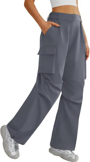 Womens Hiking Pants Wide Leg Cargo Pants Quick Dry Lightweight Water-Resistant Travel Casual Trousers with 4 Pockets