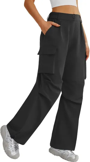 Womens Hiking Pants Wide Leg Cargo Pants Quick Dry Lightweight Water-Resistant Travel Casual Trousers with 4 Pockets