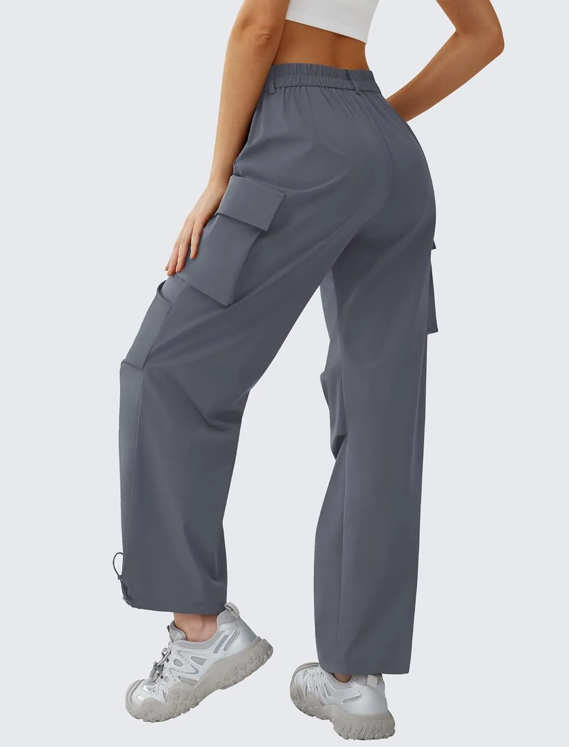 Womens Hiking Pants Wide Leg Cargo Pants Quick Dry Lightweight Water-Resistant Travel Casual Trousers with 4 Pockets