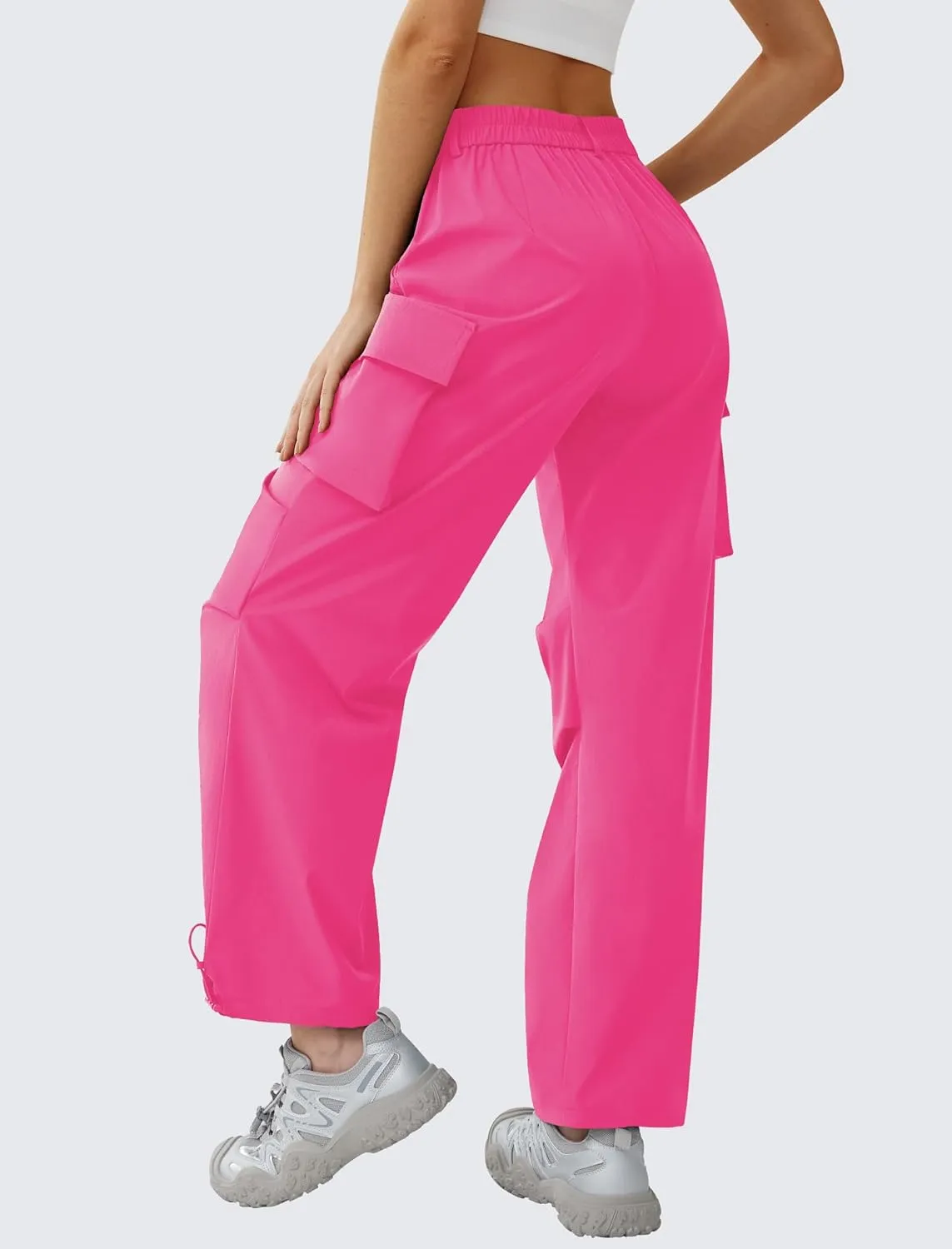 Womens Hiking Pants Wide Leg Cargo Pants Quick Dry Lightweight Water-Resistant Travel Casual Trousers with 4 Pockets