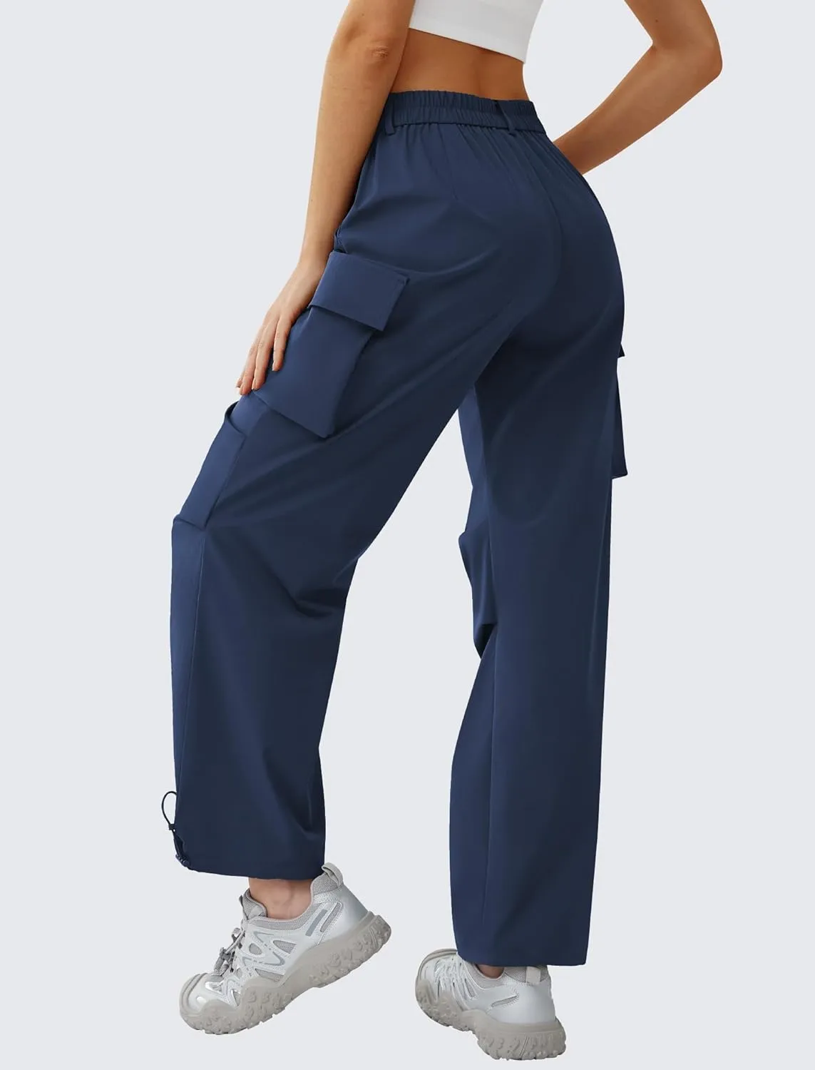 Womens Hiking Pants Wide Leg Cargo Pants Quick Dry Lightweight Water-Resistant Travel Casual Trousers with 4 Pockets