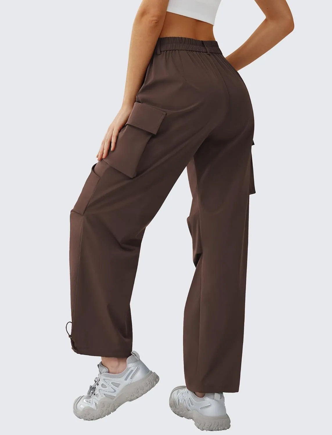 Womens Hiking Pants Wide Leg Cargo Pants Quick Dry Lightweight Water-Resistant Travel Casual Trousers with 4 Pockets